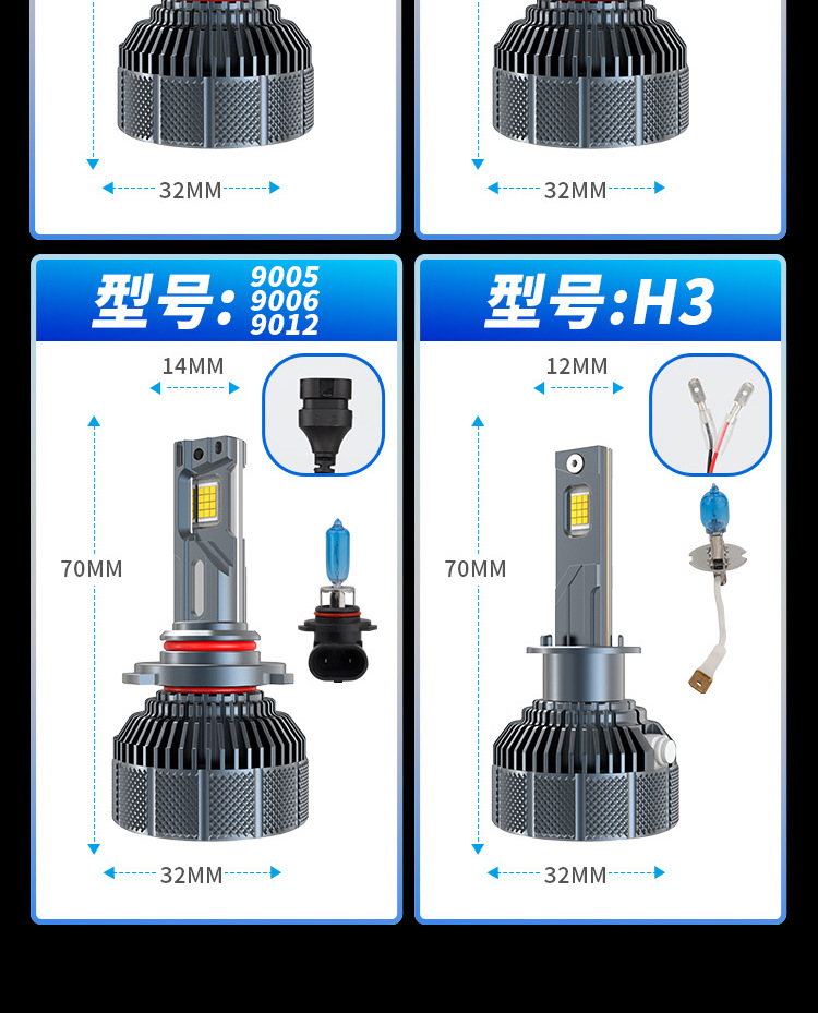 Cross-Border Hot-Selling 6 Copper Tube Car Led Headlight H4 High and Low Beam Integrated H7H19005 Spotlight Ultra-Bright Headlight 360W