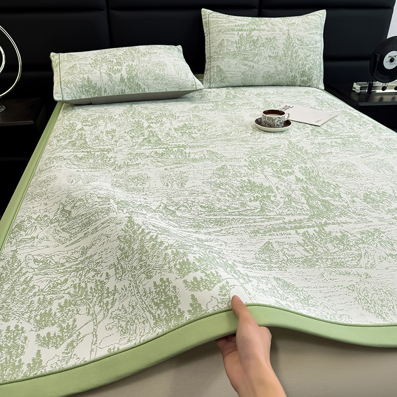 Verano madre y bebé grado 5A polietileno 100% PE alfombra fresca se puede lavar en máquina Jacquard aire acondicionado sensación fresca suave cama alfombra de estilo de cama