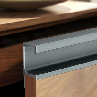 No-Drill G-Shaped Handle, No-Slot Edge Banding Cabinet Door Strip, Simple Black Brushed Shoe Cabinet High-End Cover