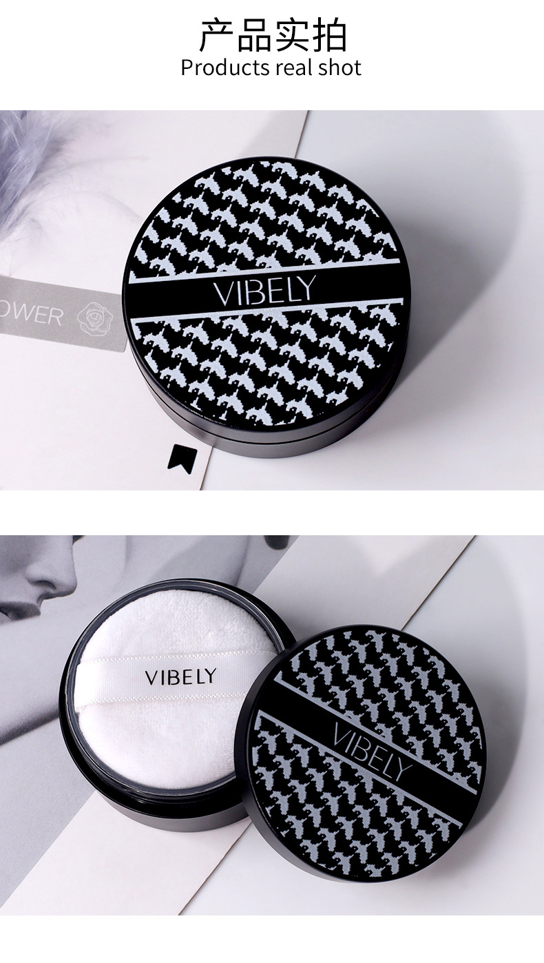 VIBELY Thousand Bird Pattern Breathable Oil-control Setting Powder, Clear, Smooth, Waterproof and sweat-proof Setting Powder puff undefined