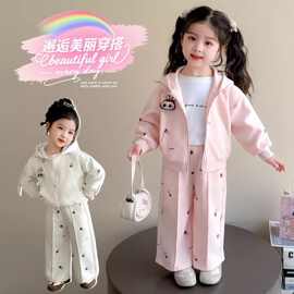 女童套装春秋洋气儿童潮牌运动服两件套小女孩休闲卫衣卫裤两件套