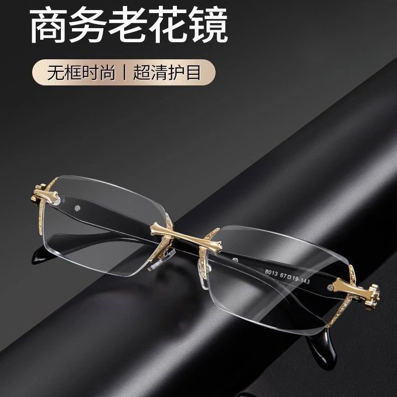 Ventas en caliente de comercio electrónico transfronterizo sin marco gafas de diamante para hombres y mujeres al por mayor anti-luz azul gafas de lectura para ancianos