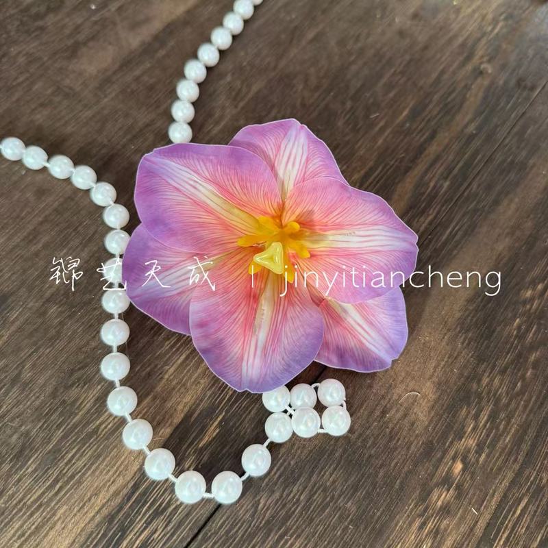 3d打印郁金香花头手感保湿仿真花 假花花环簪花发饰diy头饰鸭嘴夹|undefined