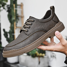 商务休闲皮鞋男款软底防滑透气百搭系带男鞋布洛克鞋舒适透气舒适