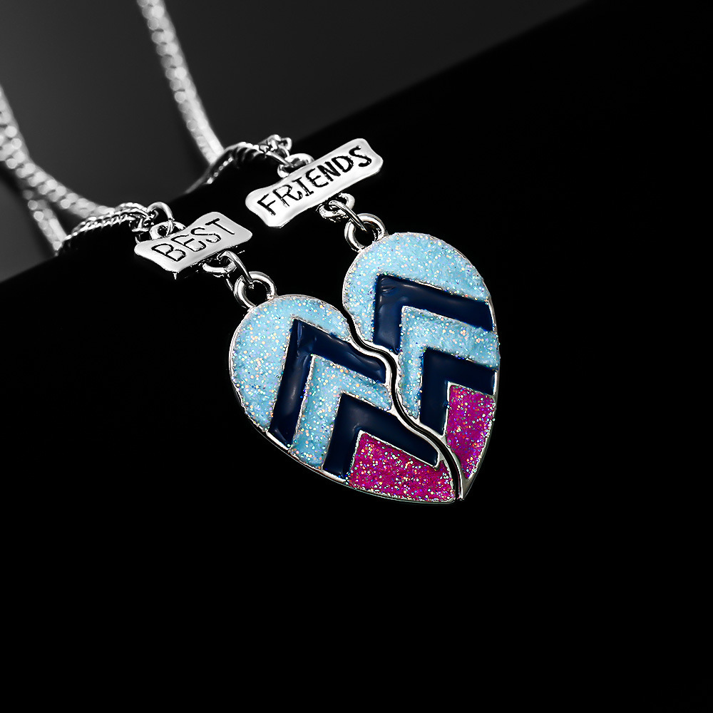cable chain Chain Type 2 Pieces Quantity 2 Pieces Fashion Heart Shape Alloy Enamel Couple Pendant Necklace