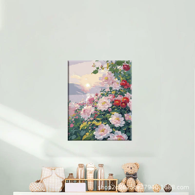 40*50 оптовая DIY дистанционная цифровая масляная живопись вручную заполненная акриловая горяче-стиль декоративный пейзаж цветочное заполнение декоративная живопись
