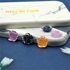 新款極光彩玫瑰花14mm山茶花奶油膠手機殼樹脂飾品配件diy材料包