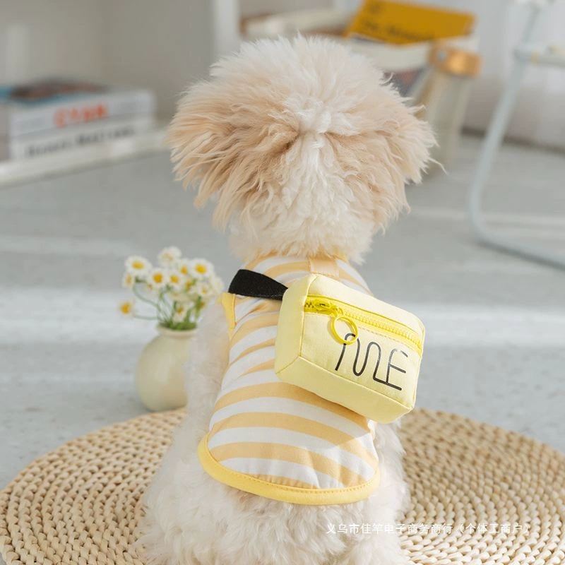Весенне-летний новый трехмерный рюкзак для домашних животных, полосатый жилет для кошек, анти-выпадение, одежда для щенков на двух ногах
