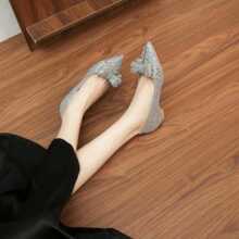 6388E-016内增高鞋水晶结婚鞋女主婚纱两穿订婚新娘鞋法式高跟鞋