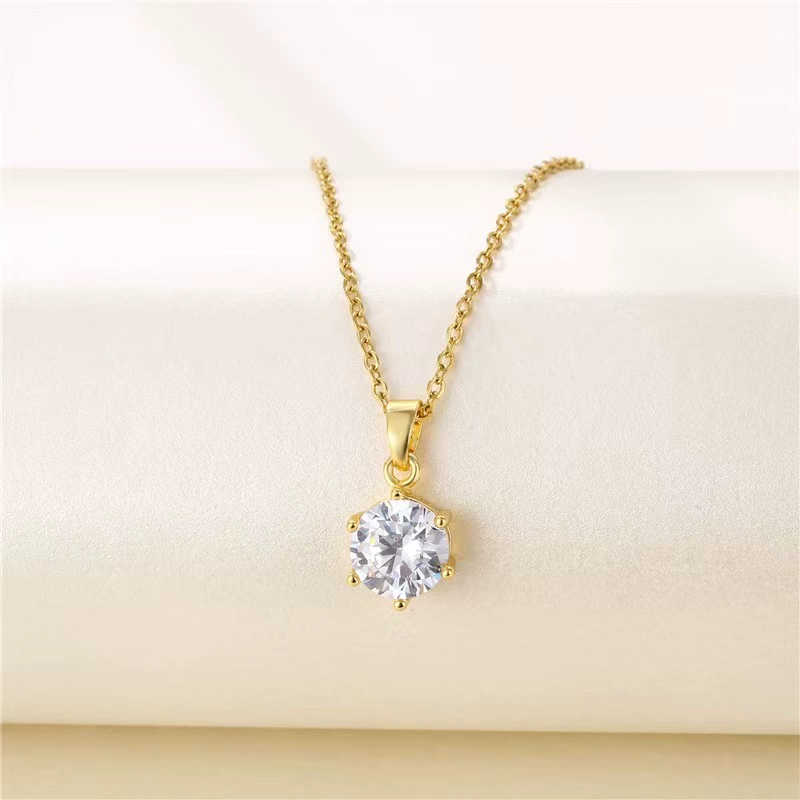 Платиновое классическое diamond ожерелье, свежий подвес, 18-каратное белое золото, бриллиант весом 1 карат