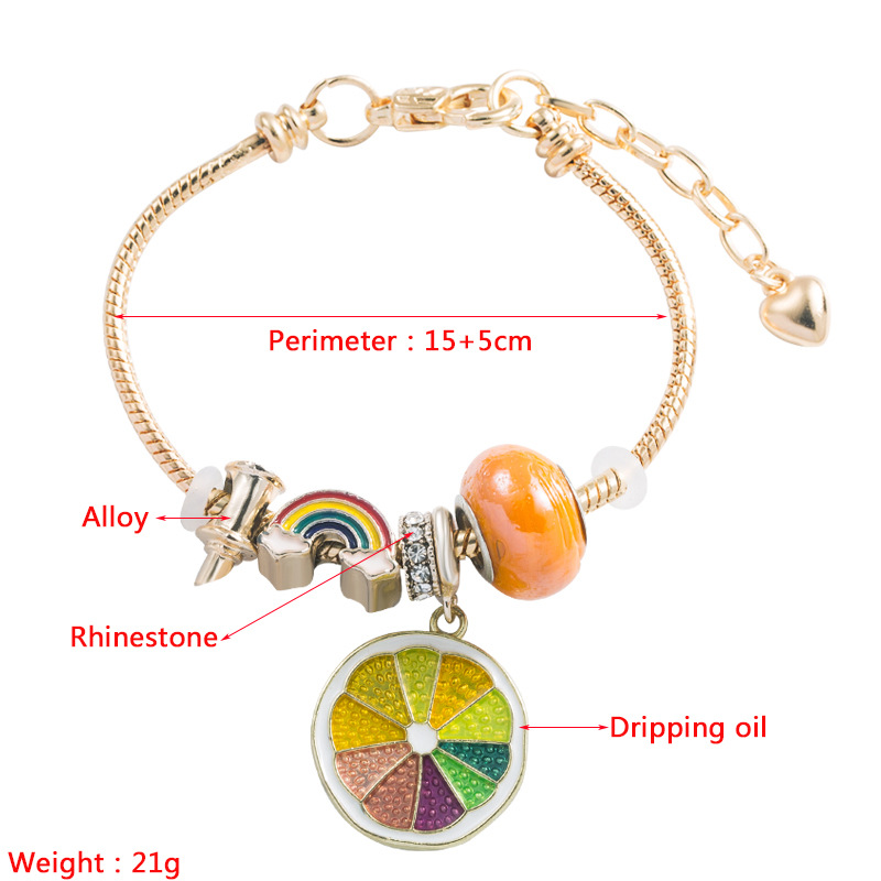Fashion creative lemon rainbow alloy bracelet
