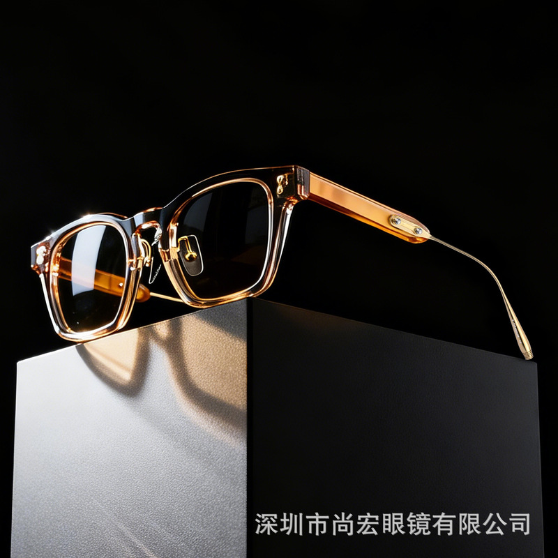 Swiss Handmade Glasses Akoni Same Style Akx-418 Transparent Brown Frame Hot-Selling Titanium Frame Glasses for Men and Women Swiss Handmade Glasses Akoni Same Style Akx-418 Transparent Brown Frame Hot-Selling Titanium Frame Glasses for Men and Women