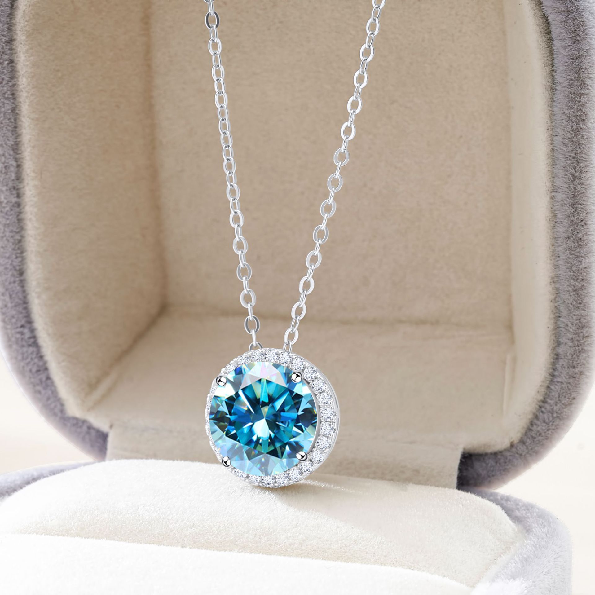 2022 nuevo S925 plata 5 quilates rosa ocho corazones ocho flechas cortar collar de piedra de moissan entrega cadena