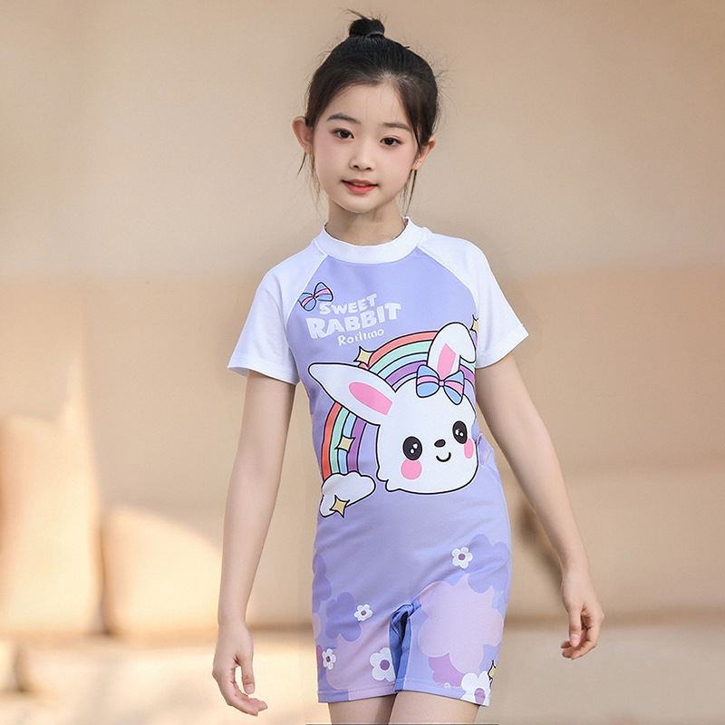 Traje de Baño Deportivo de una Pieza para Niños, Modelo 2025, para Niños Mayores y Estudiantes, Traje de Baño Infantil con Dibujos Animados, Venta al por Mayor