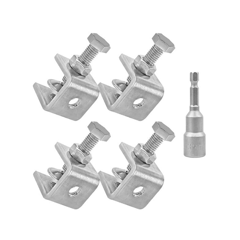304 Stainless Steel Uc Type Square Tube Square Steel Clamp + Sleeve Set (3 Types of Optional Sets)