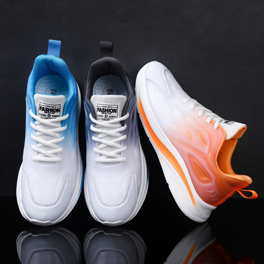 Nova moda juvenil masculina leve esportes correndo versátil gradiente climático alta superior sapatos adesivos frios_voghion.com
