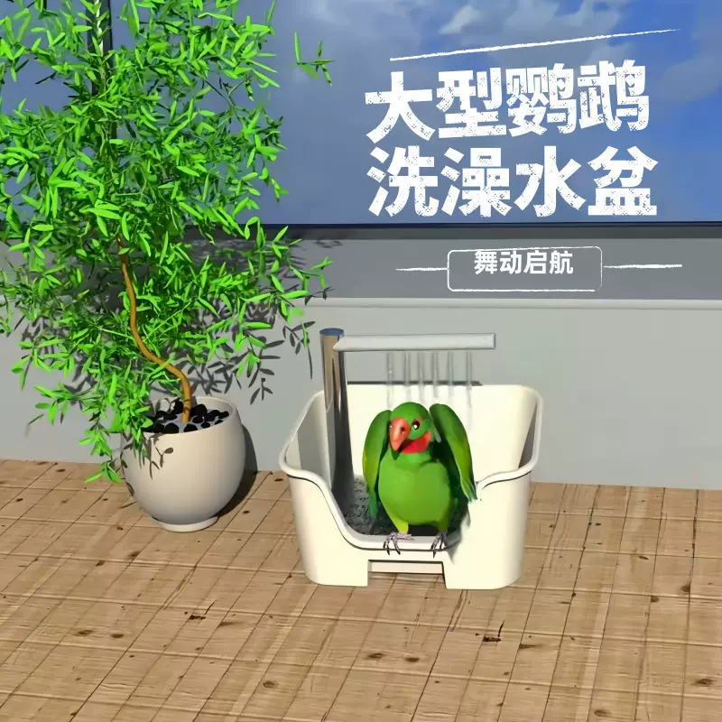 花螗季电动鸟用洗澡盆自动循环水浴池洗澡器虎皮牡丹玄凤鹦鹉用品