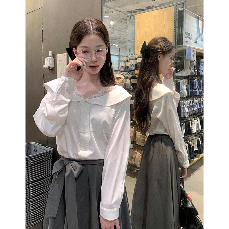 2025早秋一整套穿搭简单大方感长袖衬衫半身裙漂亮两件套装女|undefined