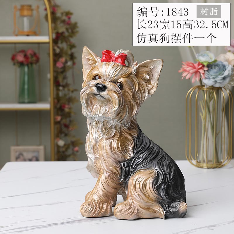 Fuente transfronteriza hogar sala de estar vinos portable decoración modelo de perro simulado regalo creativo resina Yorkshire adornos