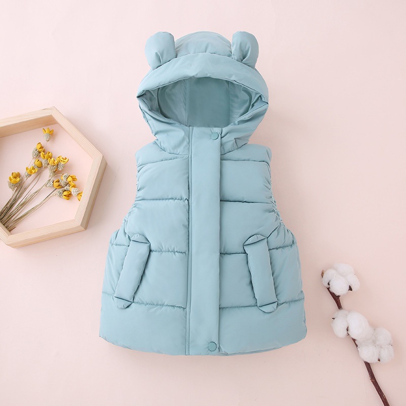 Entrega de una pieza Chaleco de algodón para niños Chaleco exterior para niños y niñas Otoño e invierno Bebé Abrigo cálido con capucha