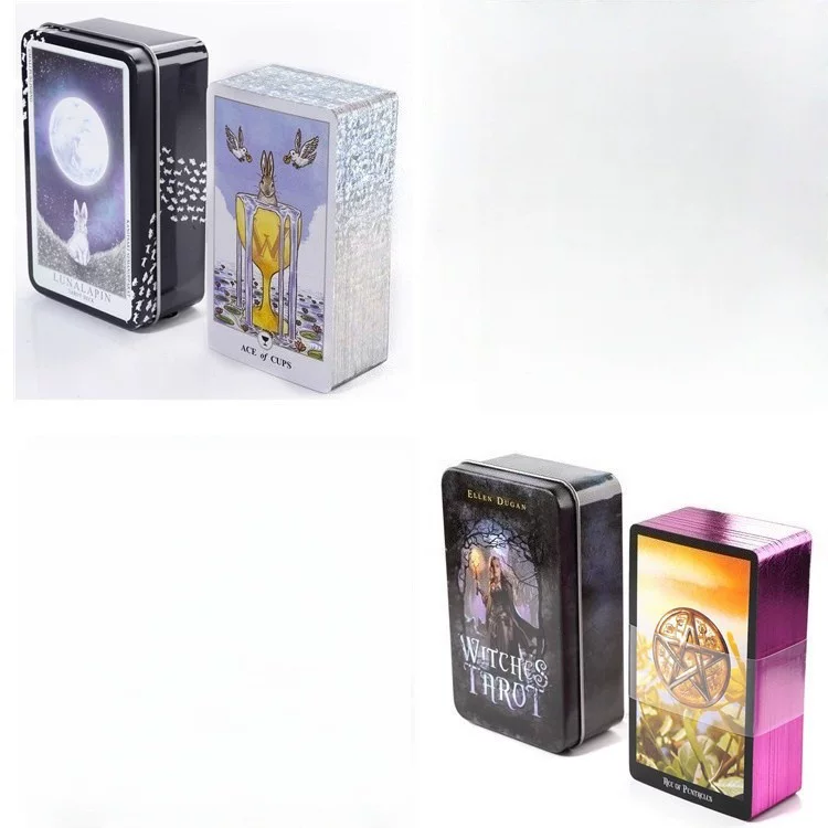 Колода Таро (Lunalapin Thai Moon Rabbit) — 78 карт, декоративная металлическая жестяная упаковка, фольгированное покрытие