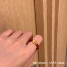 琛墨新中式国潮红色玛瑙金珠貔貅戒指女小众设计轻奢新年手饰套装