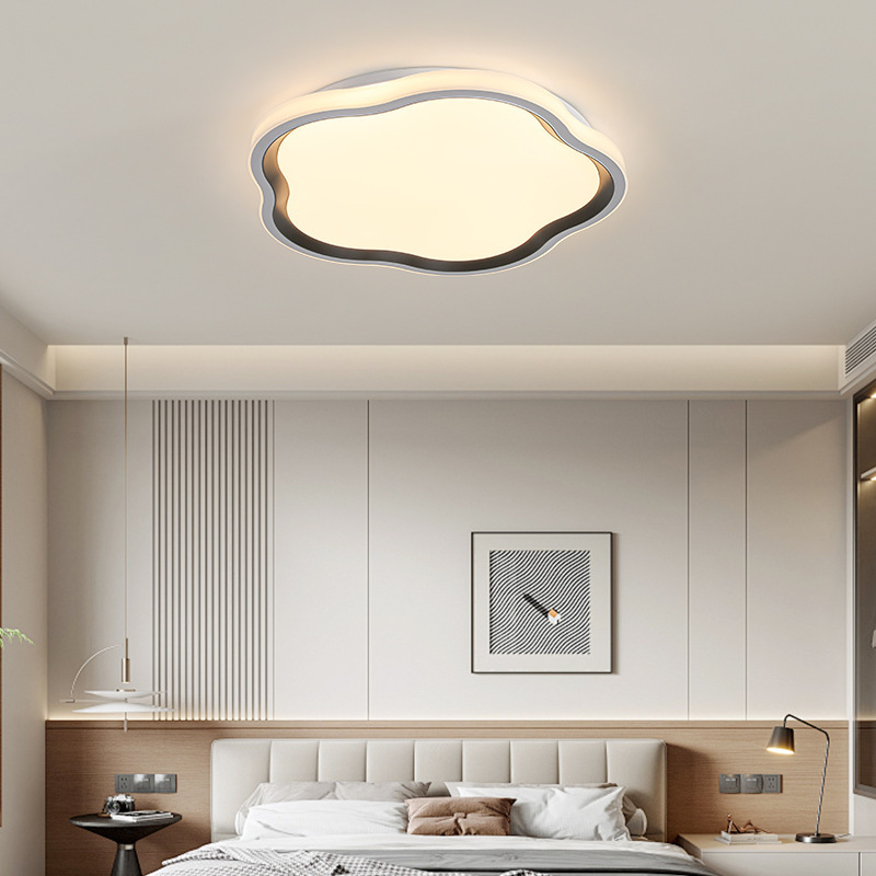 Luz de dormitorio moderna y simple estilo antiguo patrón de nuez luces de habitación de alto nivel protector de ojos luces de techo de estudio LED