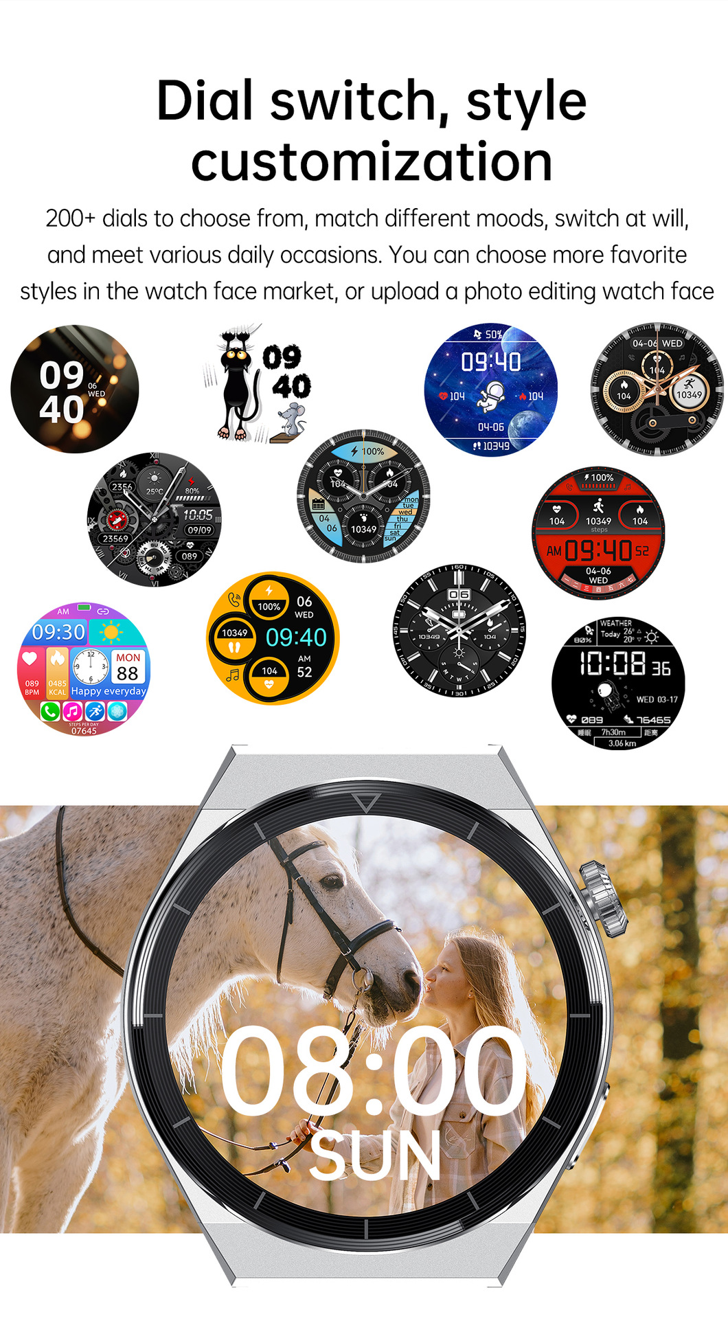 GT3PRO Smart Watch Bluetooth Anruf Herzfrequenz kabelloses Aufladen_voghion.com