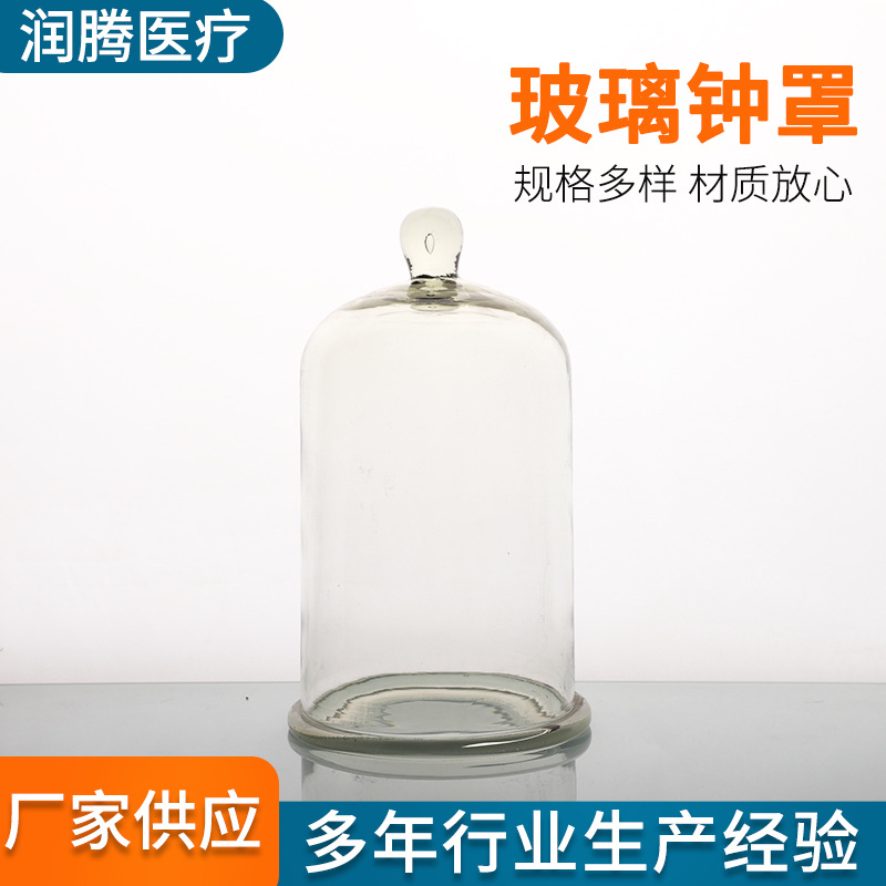 实验器材永生花玻璃罩子防尘罩玻璃钟罩150*250mm具塞玻璃钟罩