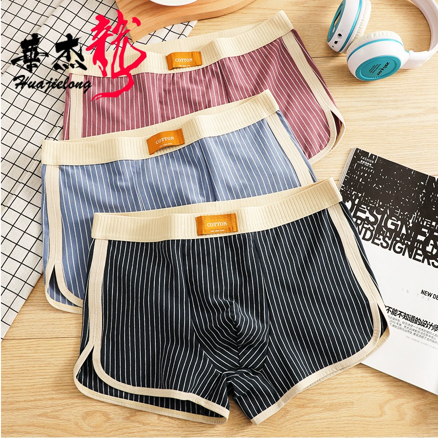 Новый Huajeilong в полоску хлопковое мужское нижнее белье мужское боксерское брюки дышащие мальчики трендовые шорты
