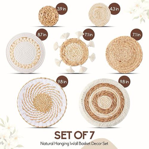 Woven Wall Decor Set, Hand-woven Cane Gourd Grass Corn Leaf Wall Hangings, Folk Bohemian