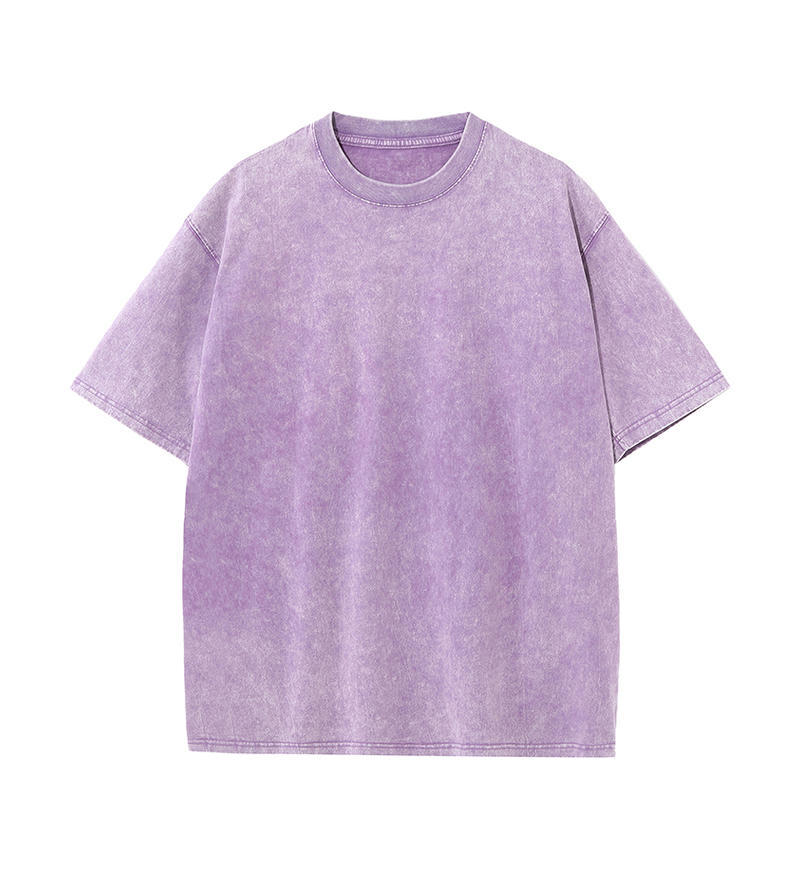 Transfronterizo europeo y americano pesado copo de nieve frito algodón retro lavado y viejo OVERSIZE camiseta de manga corta personalizada de marca de moda de bricolaje