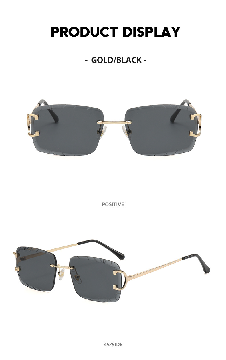 Sunglasses Classification Streetwear Solid Color PC UV400 Protection Square Frameless Women's Sunglasses