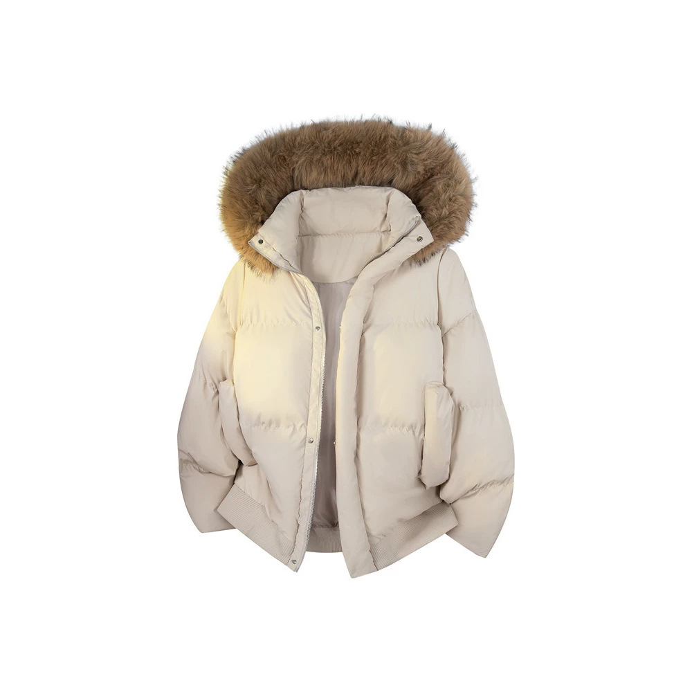 Men's winter cotton-padded jacket, new style, trendy, loose fit, detachable fur collar, versatile, thick and warm.