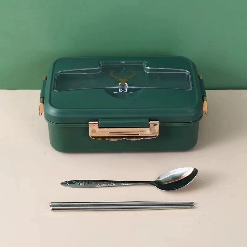 Ланчбокс для студентов Bento, 3 отделения, микроволновый ПП с прибором (ложка/вилка/палочки)