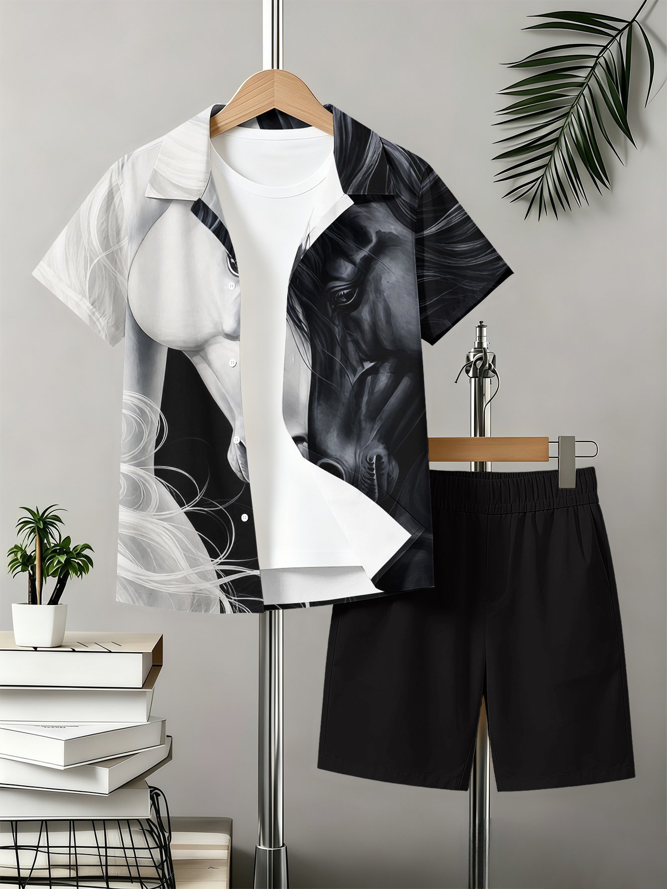 Jungen Set Mit Blumenmuster Hemd Und Shorts Für Den Sommer_voghion.com