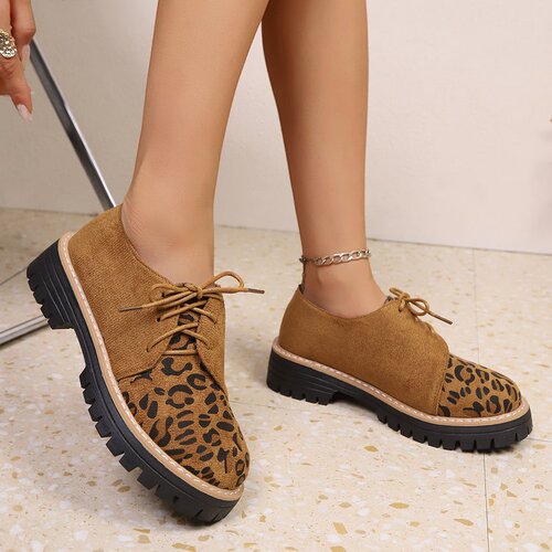 New Large Women's Fall Slip-on Buckle Leopard Fur Face Leather Shoes TEMU