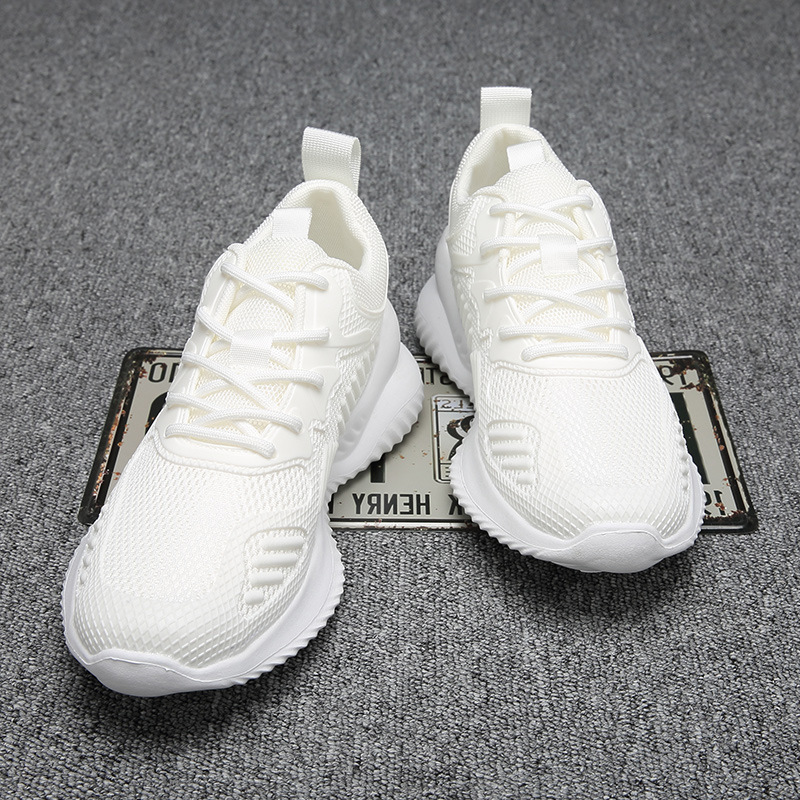 2024 White sneaker Men's Summer Breathable Lightweight Trendy Men's White Shoes Flying Woven Men's Mesh Casual Shoes