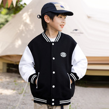 EK童装学院拼色男童宽松加绒外套洋气个性中大儿童亲肤上衣棒球服