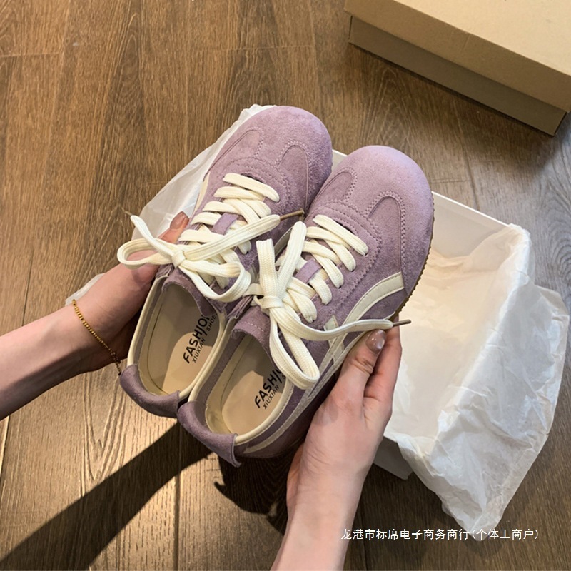 紫色阿甘鞋复古德训鞋女款2025新款夏季薄款平底运动休闲鞋子|undefined