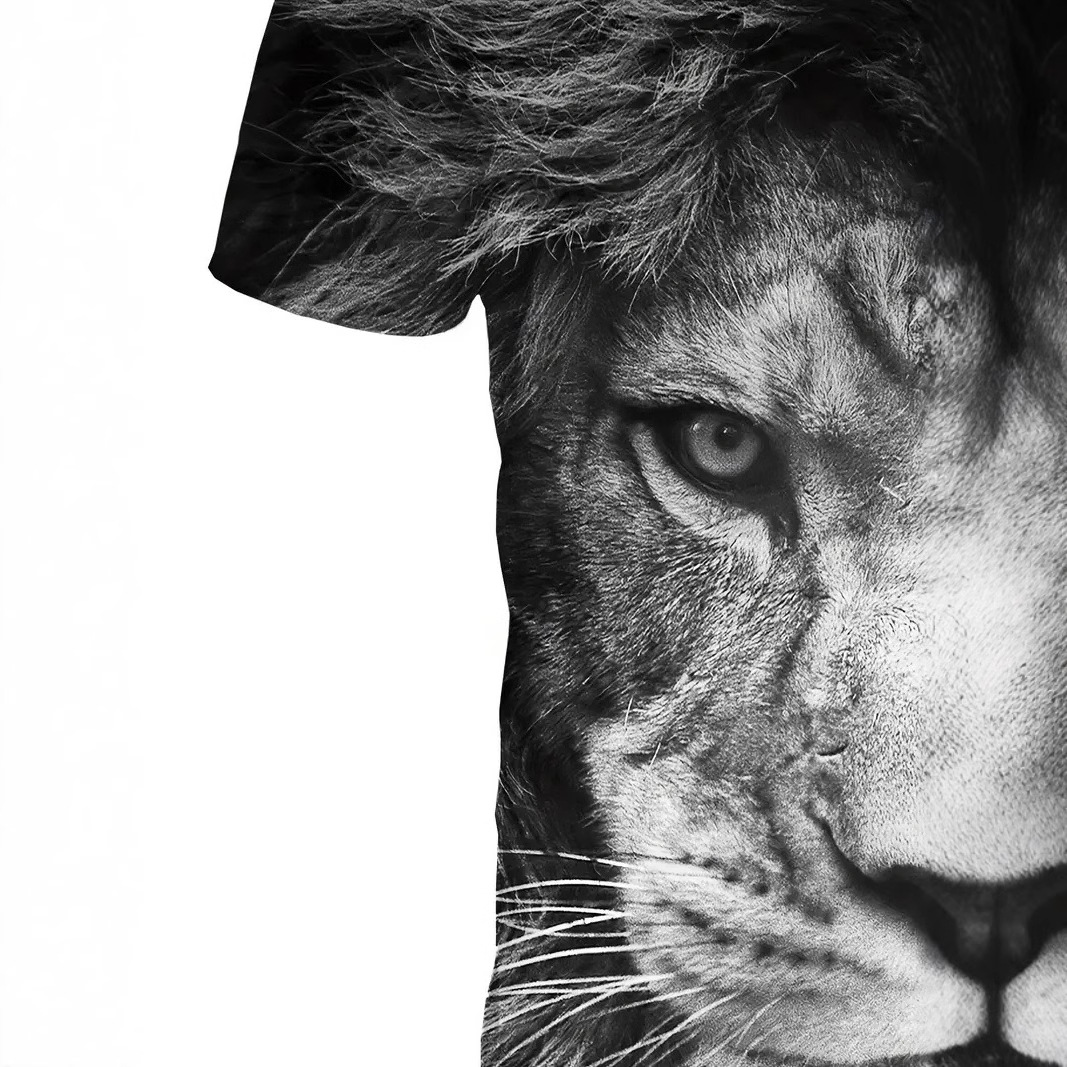 Forest Overlord Lion 3D Printed Men's High Street Fashion suelta transpirable manga corta cuello redondo camiseta en stock