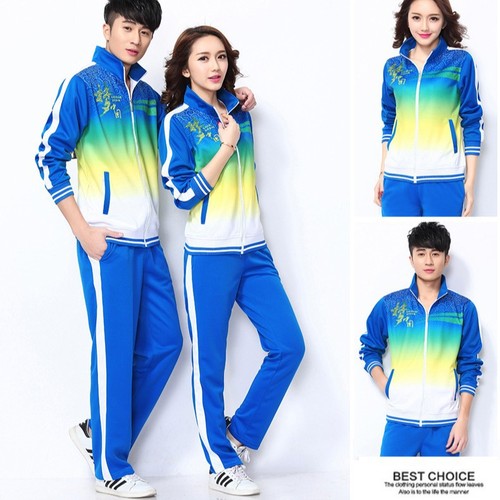 Jiamusi Fitness Couple Middle-Aged and Elderly Exercise Set Men and Women Square Dance Clothing Group Uniform Two-Piece Set Wholesale