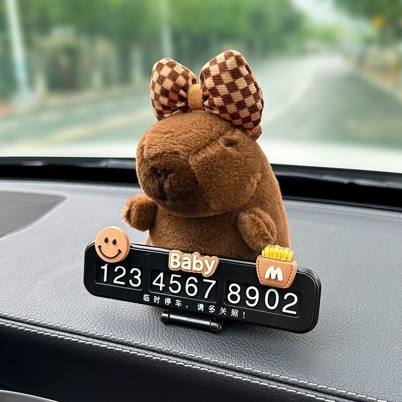 Cute capibara delfin de agua coche estacionamiento temporal placa de número de automóvil placa de teléfono de automóvil accesorios interiores