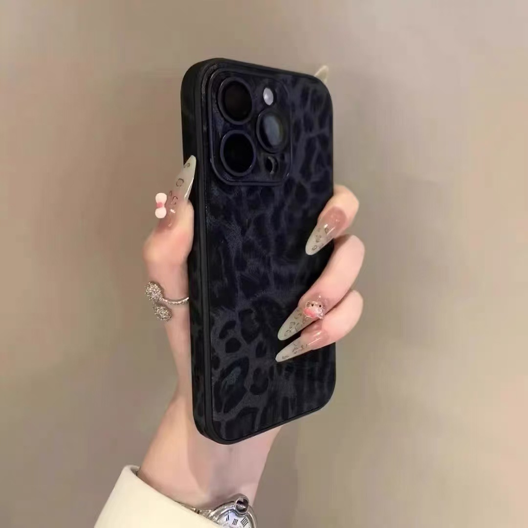 Película de lente iphone16ProMax con estampado de leopardo de color sólido simple 13 Funda para teléfono móvil para Apple 15 Mujer 14 Pareja 13