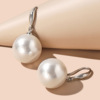 Demi-season earrings from pearl, retro advanced bag, silver 925 sample, high-quality style