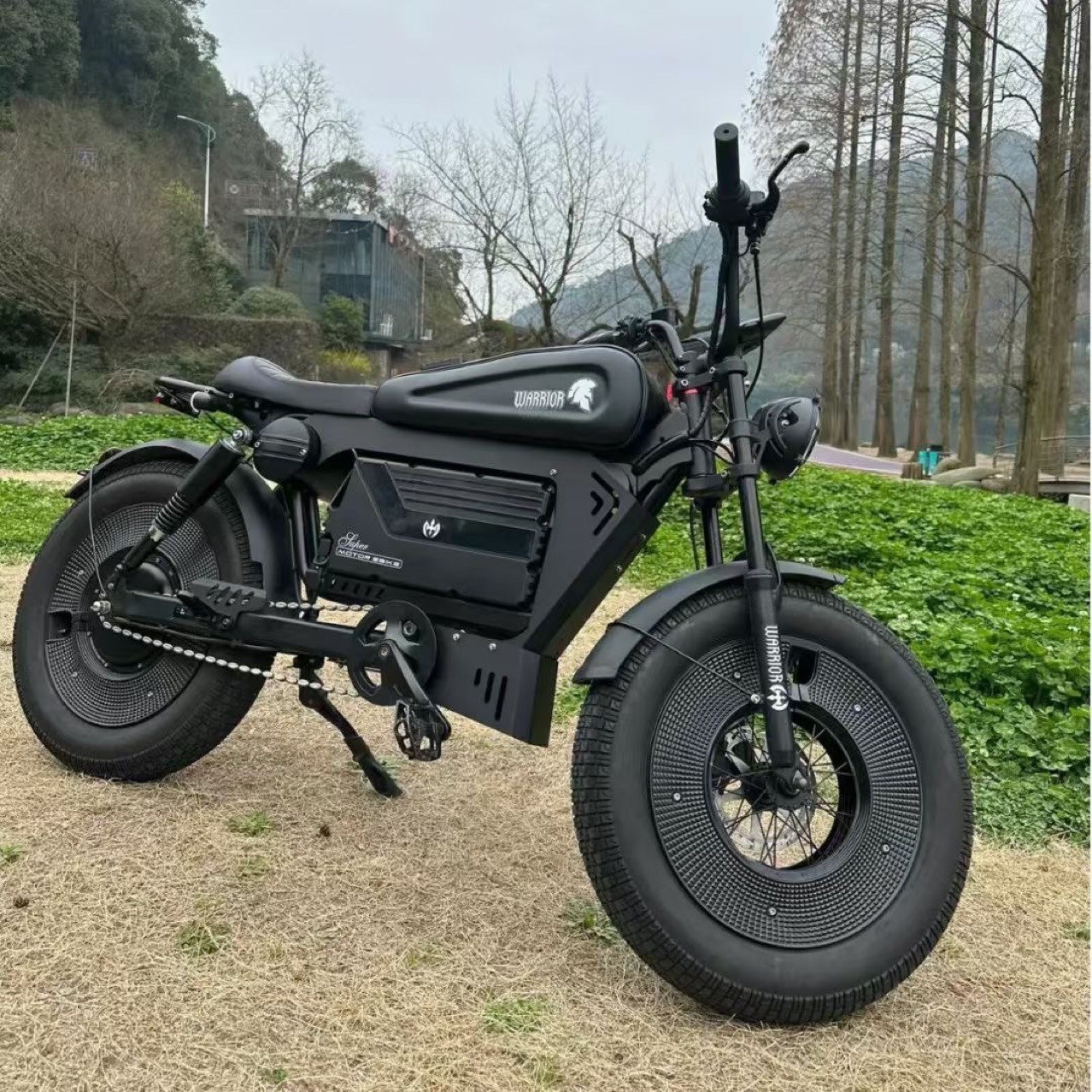 Batería de litio de samurai negro transfronterizo de los Estados Unidos asistido motocicleta eléctrica motocicleta de carretera neumáticos gordos motocicleta de nieve image 4