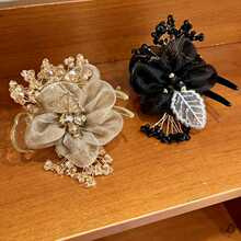 非金属亚克力发饰 花朵丸子头带须须抓夹女夏防塌马尾夹发夹气质