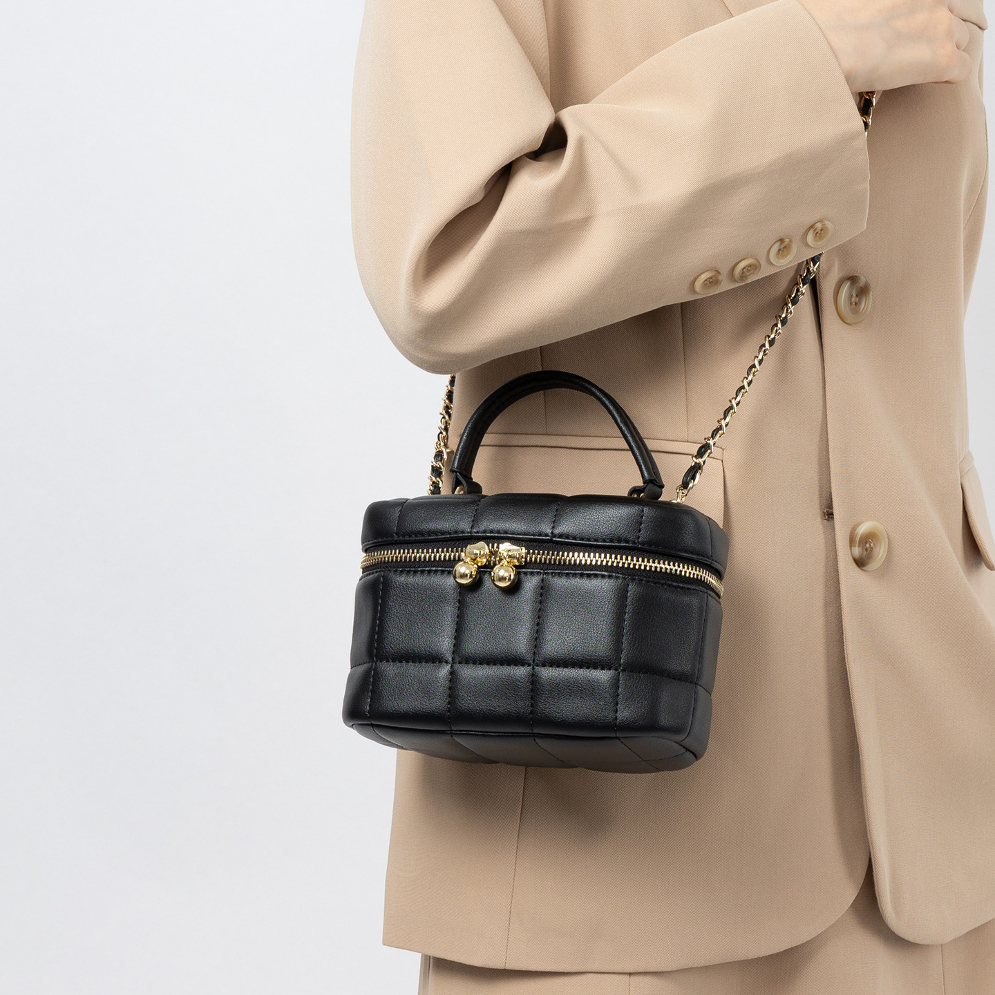 Elegante borsa a scatola in pelle trapuntata con tracolla a catena - Versatile borsa a tracolla e a spalla per donna_voghion.com