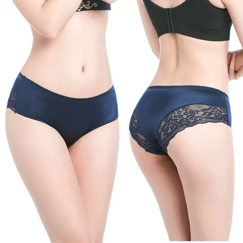 Шелковые брюки, кружевные хлопковые sexy дышащие ultra-thin штаны, средняя посадка, плюс размер