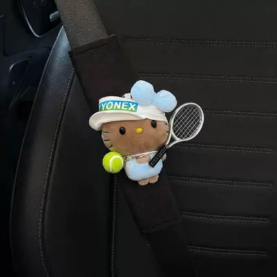 Decorations for Car Seatbelts, Seat belt shoulder pad - white-hat-tennis-set-blue-doudouyan-kt-standard
